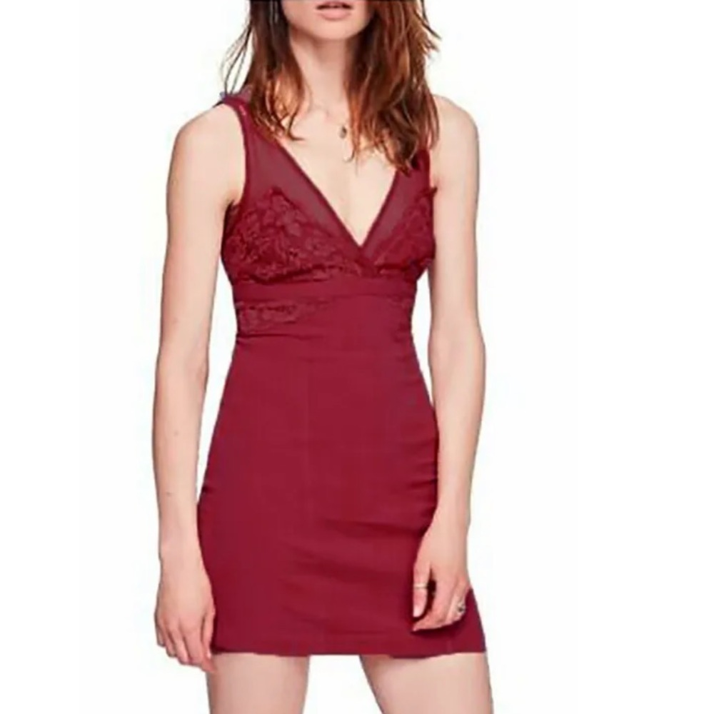 Free People Mini Dress In Burgundy